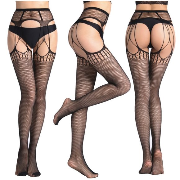 Miss Babydoll Accessories - ❤️NEW Sexy Fishnet Garter Belt Stockings #S6089